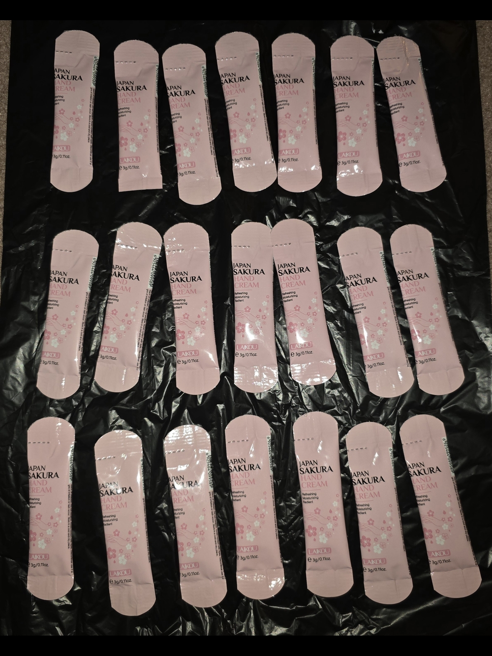 Sakura Pink Hand Cream Sachets Pack — Light Pink Floral Travel Samples-- 21 ct